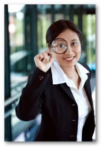 Woman with magnifier
