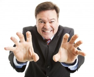 Creepy boss about to inappropriately touch an employee.
