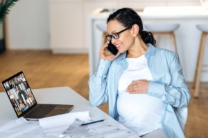 Pregnant woman at work.