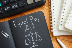 Equal Pay Act written on a notebook. 